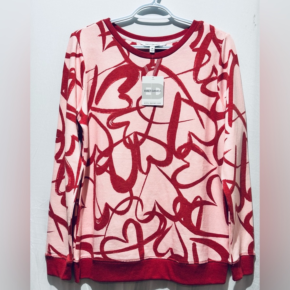 Emily Daniels Heart Printed Sweatshirt - Size M